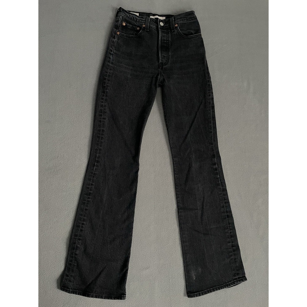 Levis Jeans Womens 25x33 Black Ribcage Boot High Rise Button Fly Premium